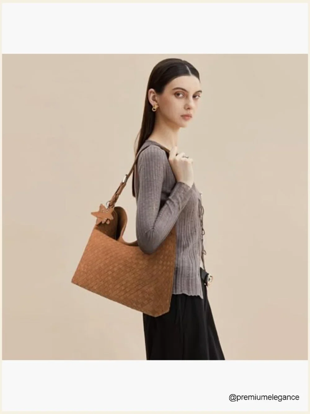 Vegan Leather Suede Slouchy Tote Bag Top Handle Crossbody Work Travel